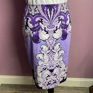 NWT New York & Company Paisley Purple Pencil Skirt Size 0